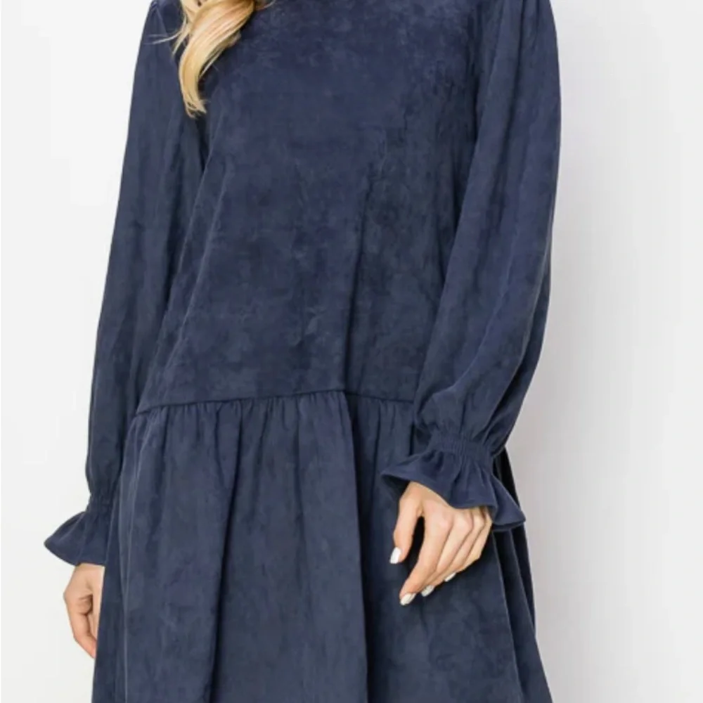 NWT Joh Apparel Size Small Faux Suede Navy Alize Tunic Dress - Picture 4 of 13